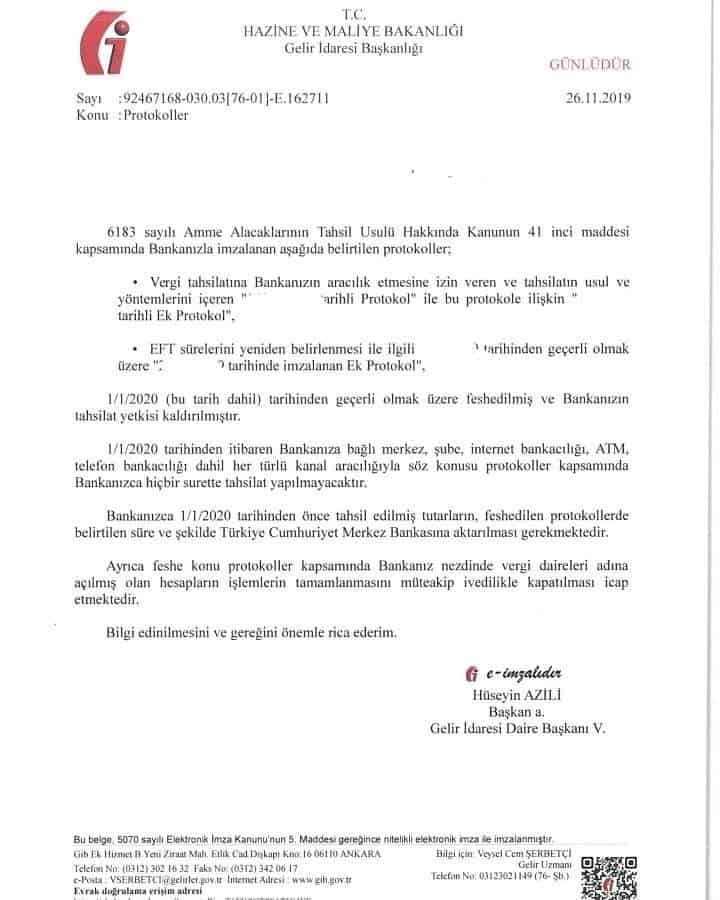 Özel Bankaların Vergi Tahsilatı Yetkisi Kaldırılıyor 2 gib karar 1