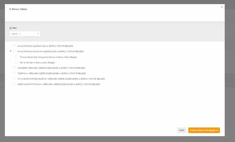 e borcu yoktur ekrani